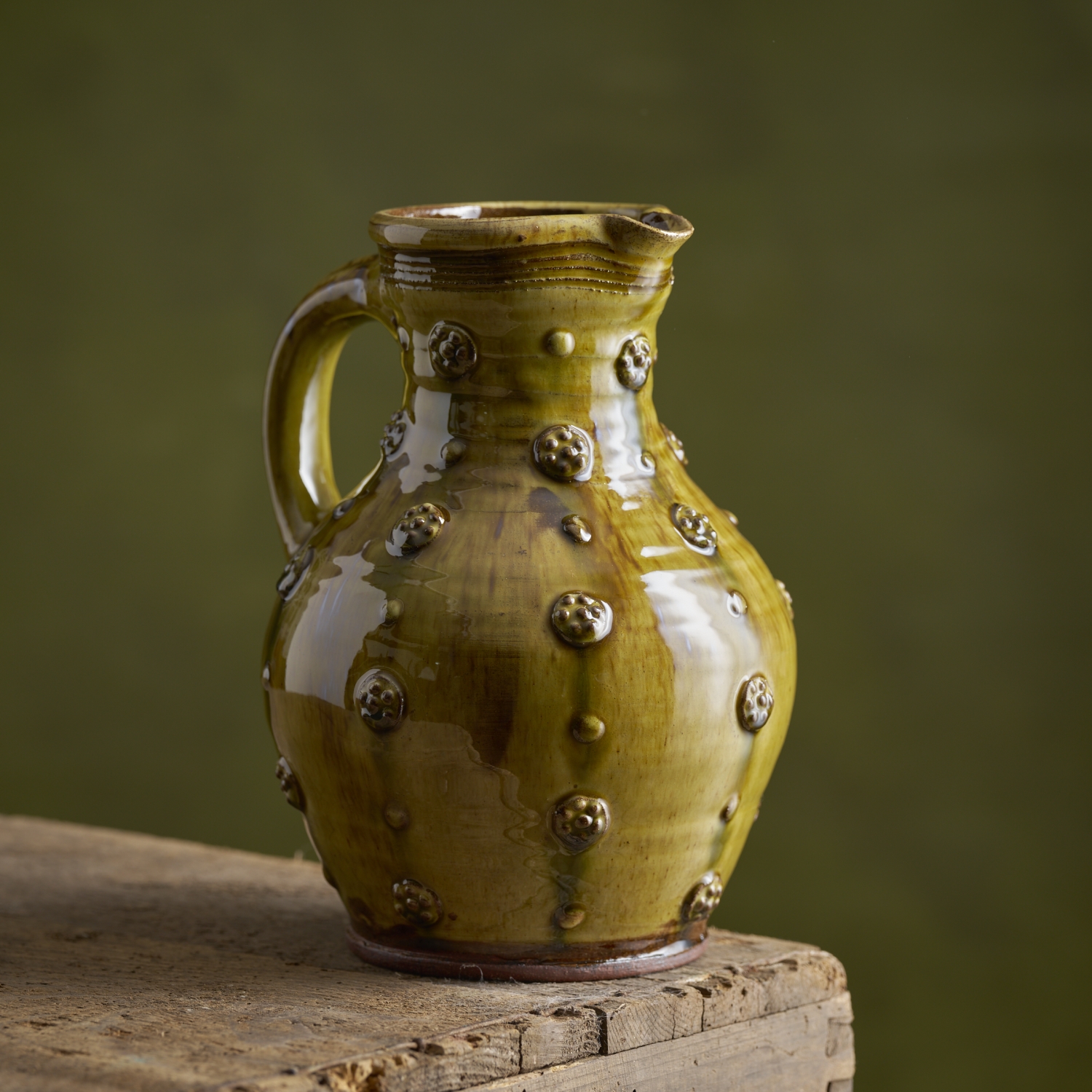 Applique jug in greens